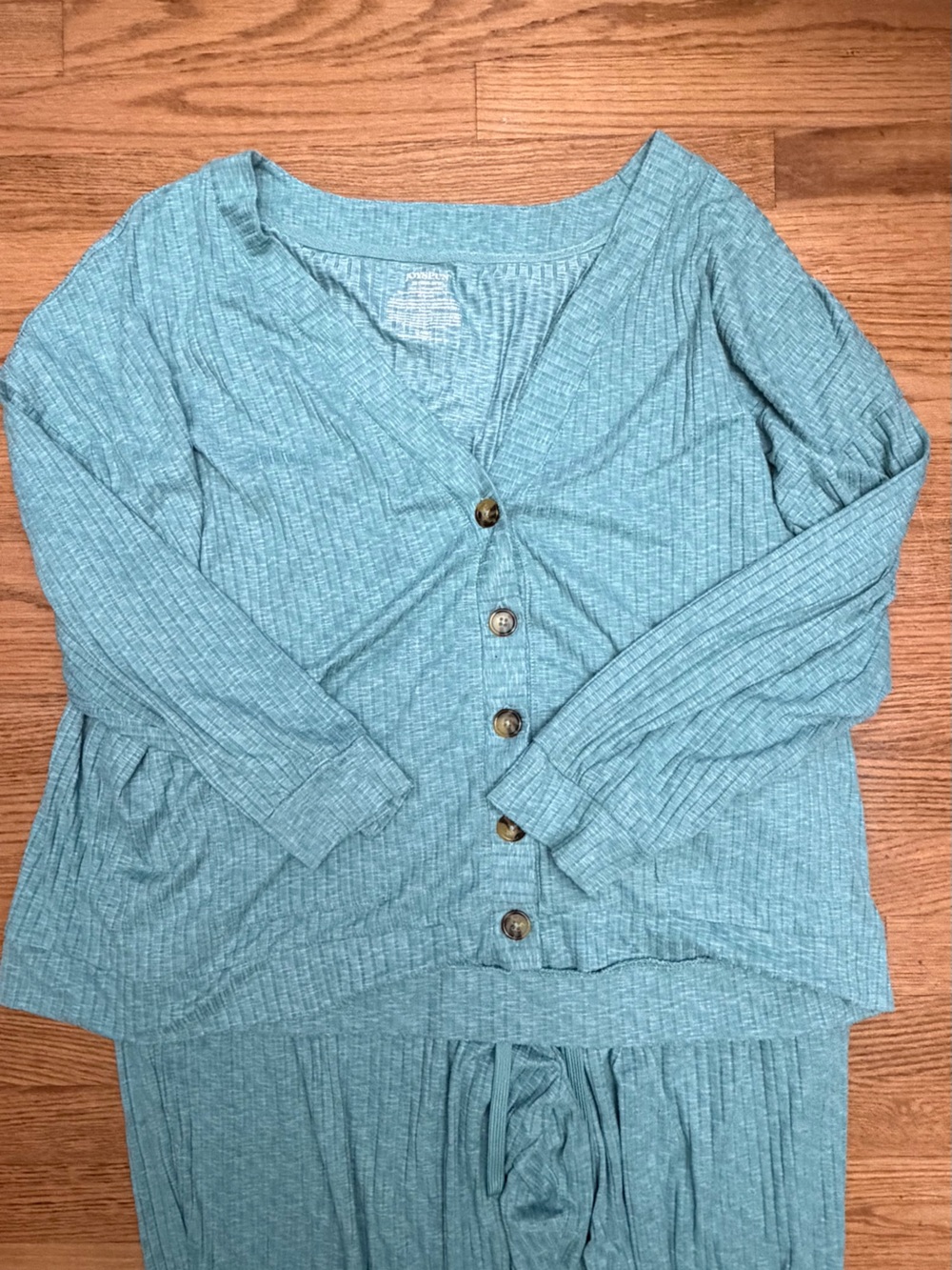 Joyspun Women’s 3-Piece Ribbed Lounge Set Size 2X 18W-20W Teal